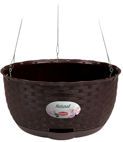 Stefanplast pakabinamas gėlių vazonas Natural Ø30x14.5cm tamsi ruda