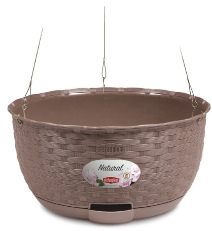 Stefanplast pakabinamas gėlių vazonas Natural Ø30x14.5cm ruda