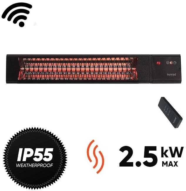 SUNRED | Šildytuvas | PRO25W-SMART, „Triangle Dark“ išmanioji siena | Infraraudonųjų spindulių | 2500 W | Juodas | IP55