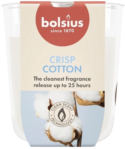 Žvakė, aromatinė Bolsius Crisp Cotton, 25 h, Balta