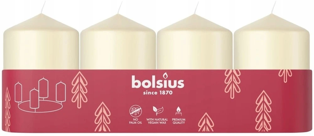 Bolsius Cylinder Candles 4pcs 60x40mm Kreminis