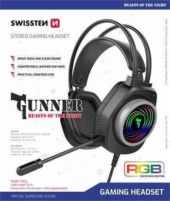 Swissten Gunner ausinės su RGB apšvietimu