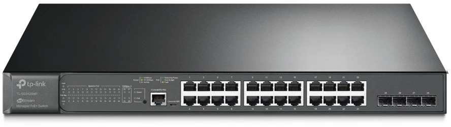 Šakotuvas TP-LINK | Valdomas L2 komutatorius | TL-SG3428MP | Valdomas L2+ | Montuojamas į stelažą | SFP jungčių kiekis: 4 | Maitinimo šaltinio tipas: Vienvietis