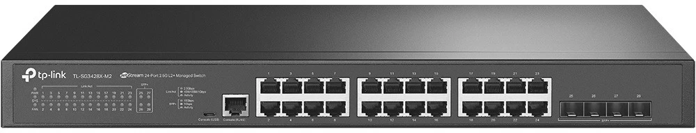 Šakotuvas TP-LINK TL-SG3428X-M2 „JetStream“ 24 prievadų 2.5GBASE-T L2+ valdomas komutatorius su 4 10GE SFP+ lizdais | TP-LINK | „JetStream“ L2+ valdomas komutatorius | TL-SG3428X-M2 | Valdomas L2+ | Montuojamas į stelažą | SFP+ jungčių kiekis: 4