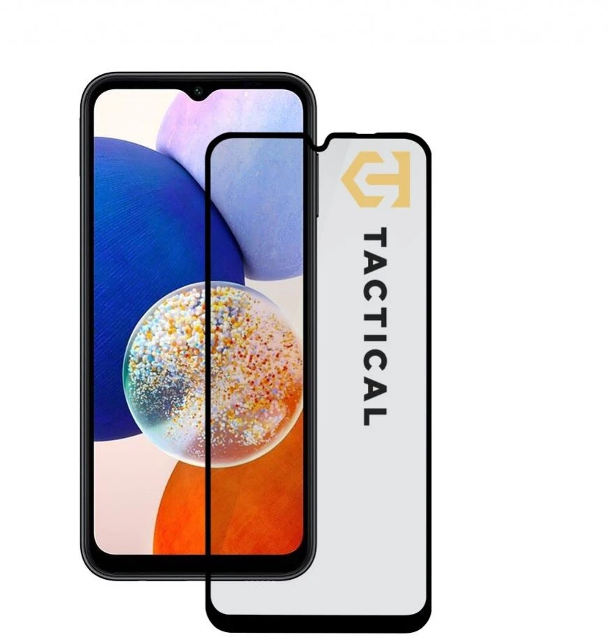 Tactical apsauginis stiklas Shield 5D skirtas Samsung Galaxy A14 4G/5G su juodos spalvos krašteliu
