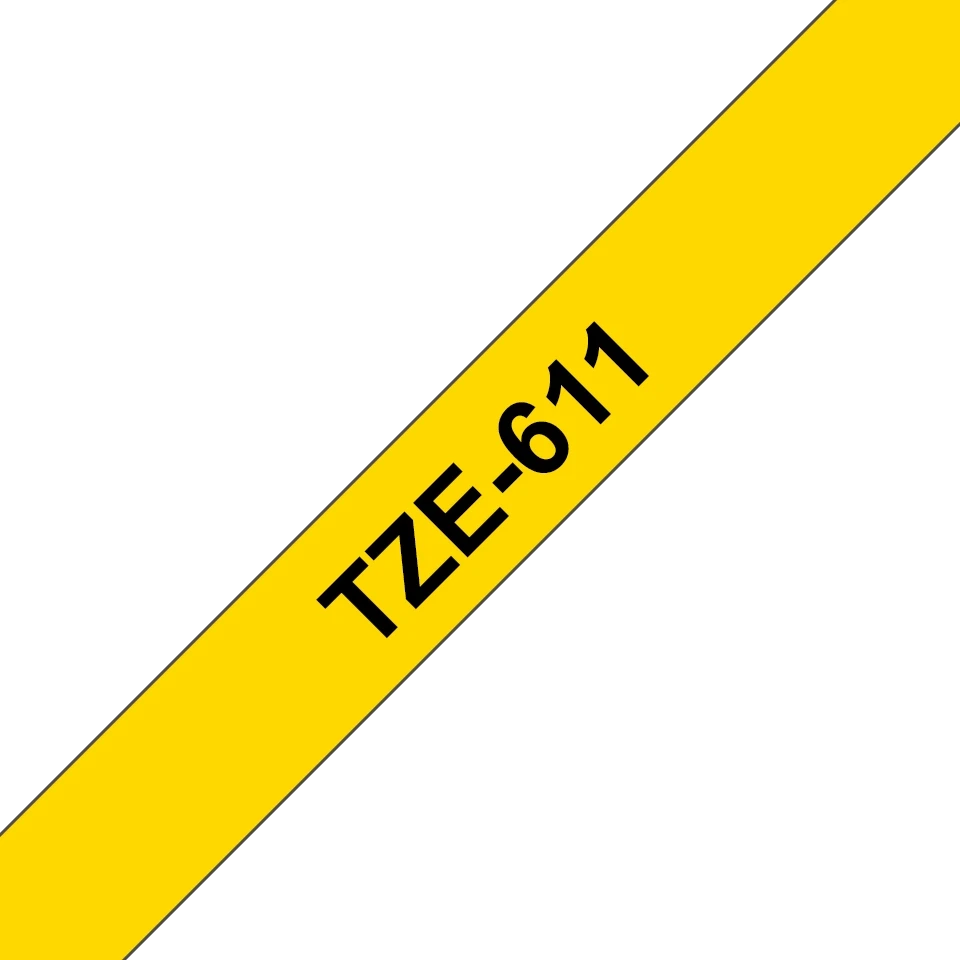 Brother | TZe-611 Laminated Tape | Juodas on Geltona | TZe | 8 m | 6 cm