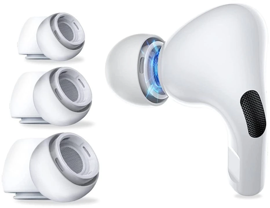 Yivo Tech-Protect Ear Tips skirta AirPods Pro 1 / 2 in sizes S / M / L - baltas (3 pcs.)