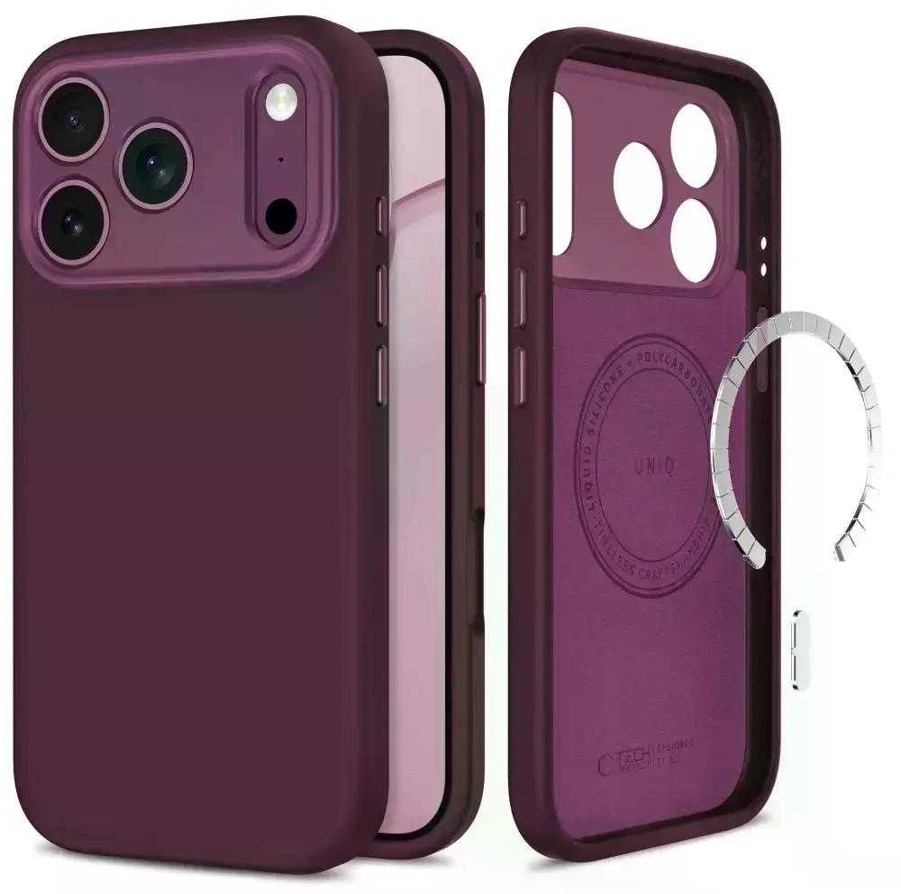 Dėklas TECH-PROTECT UNIQ MagSafe CC iPhone 17 Pro / 18 Pro tamsiai vyšninis
