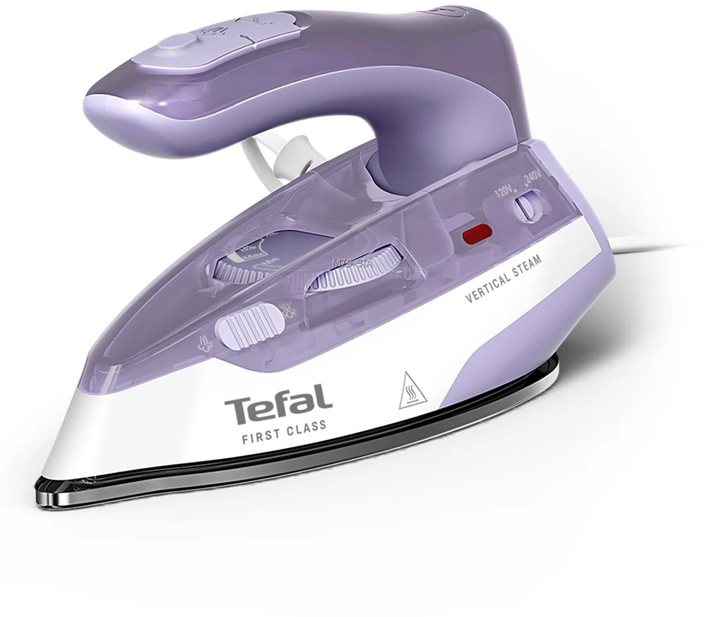 TEFAL First Class DB1612E0 | Steam Travel Lygintuvas | 1000 W | Continuous steam 10 g/min | Steam boost performance 45 g/min | Baltas/Violetinė