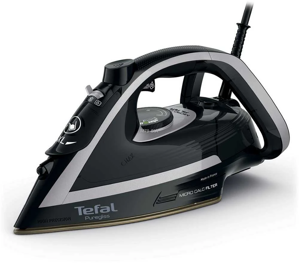 TEFAL | FV8062 Puregliss | Garinis lygintuvas | 3000 W | Vandens bako talpa 0,27 ml | Nuolatiniai garai 50 g/min | Garų pliūpsnis 280 g/min | Juoda/pilka