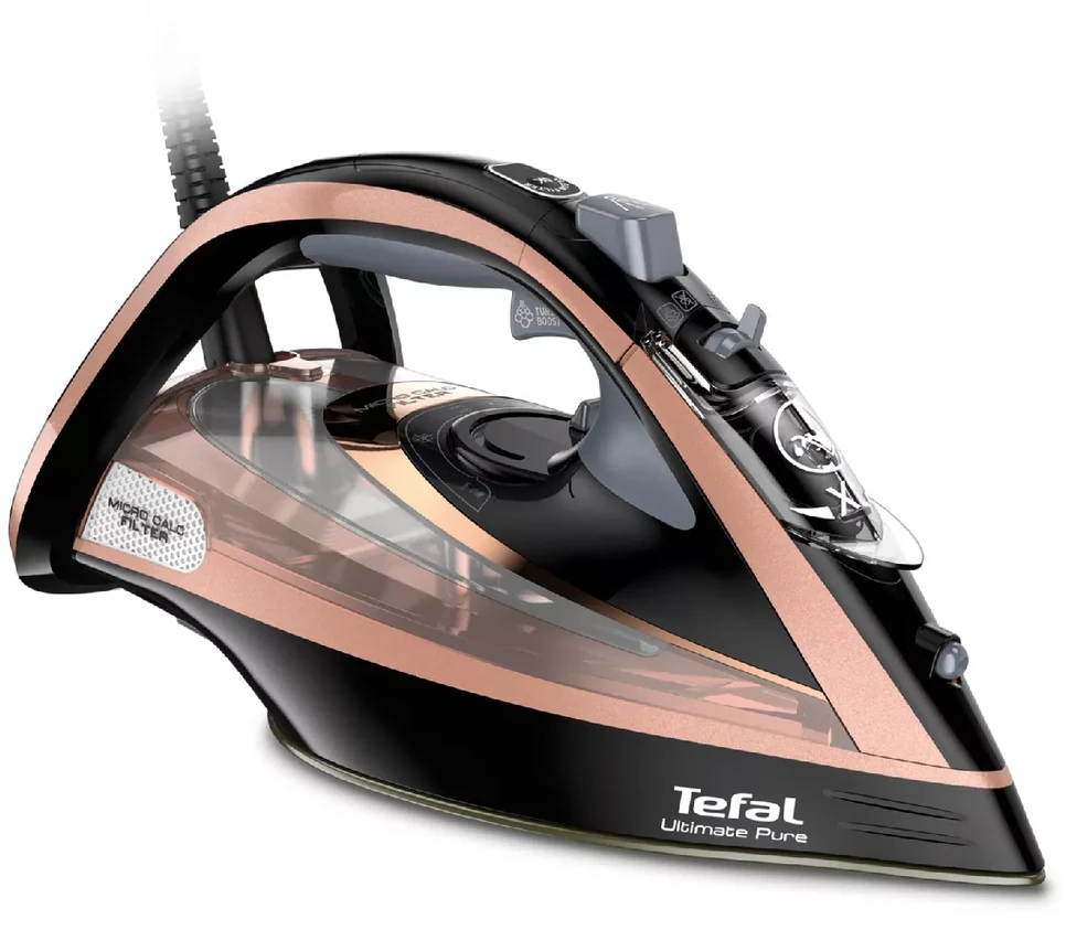 Garų lygintuvas Tefal Ultimate Pure FV9845E0 | 3200 W | Vandens talpa 350 ml | Juogas/rausvai auksinis