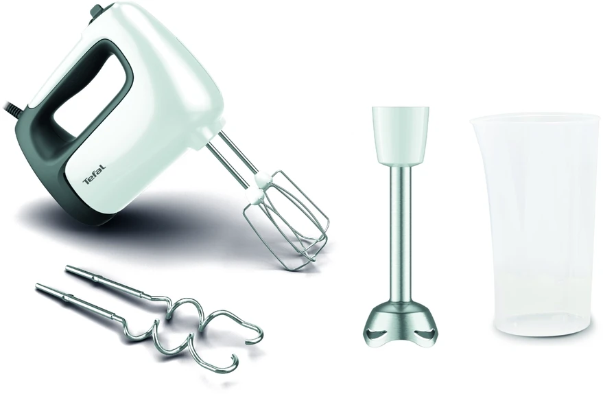 Plakiklis TEFAL | Hand Mixer | PrepMix+ HT462138 | Hand Mixer | 500 W | Greičių skaičius 5 | Turbo mode | Baltas