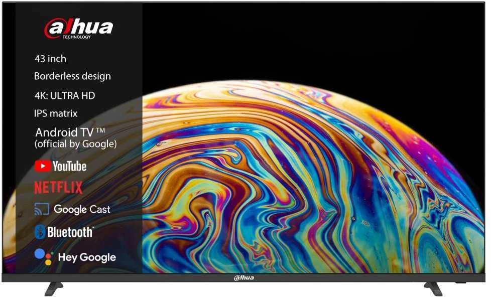 Televizorius DAHUA DHI-LTV43-SD400, 43" (109 cm), Android TV, 4K, Wi-Fi, Bluetooth