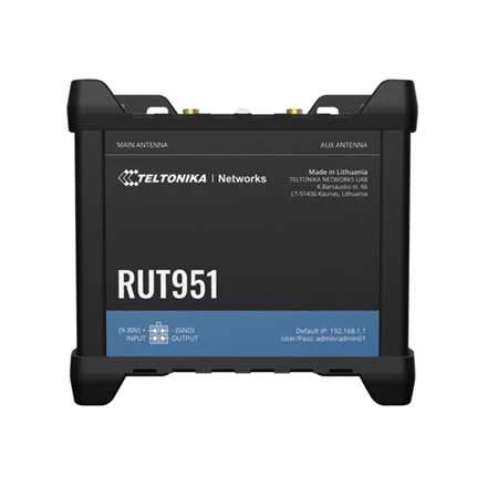 Teltonika | Pramoninis korinio ryšio maršrutizatorius | RUT951 | 802.11n | 10/100 Mbit/s | Ethernet LAN (RJ-45) jungtys 3 | Tinklo palaikymas: ne | MU-MiMO: ne | 2G/3G/4G | Antenos tipas: 2 x SMA, skirtas LTE, 2 x RP-SMA