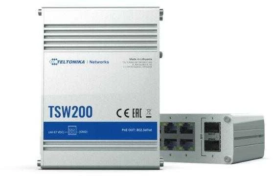 Teltonika | Ethernet komutatorius | TSW200 | Nevaldomas | Stalinis | Gigabito Ethernet (varinis) jungčių kiekis: 8 | 10 Gbps (RJ-45) jungčių kiekis: 0 | SFP jungčių kiekis: 2 | SFP+ jungčių kiekis: 0 | Combo jungčių kiekis: 0 | Maitinimo per Ethernet (PoE) jungčių kiekis: 8 | Maitinimo šaltinio tipas: Apsaugos klasė: IP30 | 24 mėn.