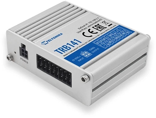 Maršrutizatorius LTE Gateway: No WiFi, 4G, Input/Output, Micro USB | Teltonika | LTE Gateway | TRB141 | No Wi-Fi | Mesh Support No | MU-MiMO No | 2G/3G/4G | Antenna type 1 x SMA for LTE | 1 x Virtual network interface via micro USB