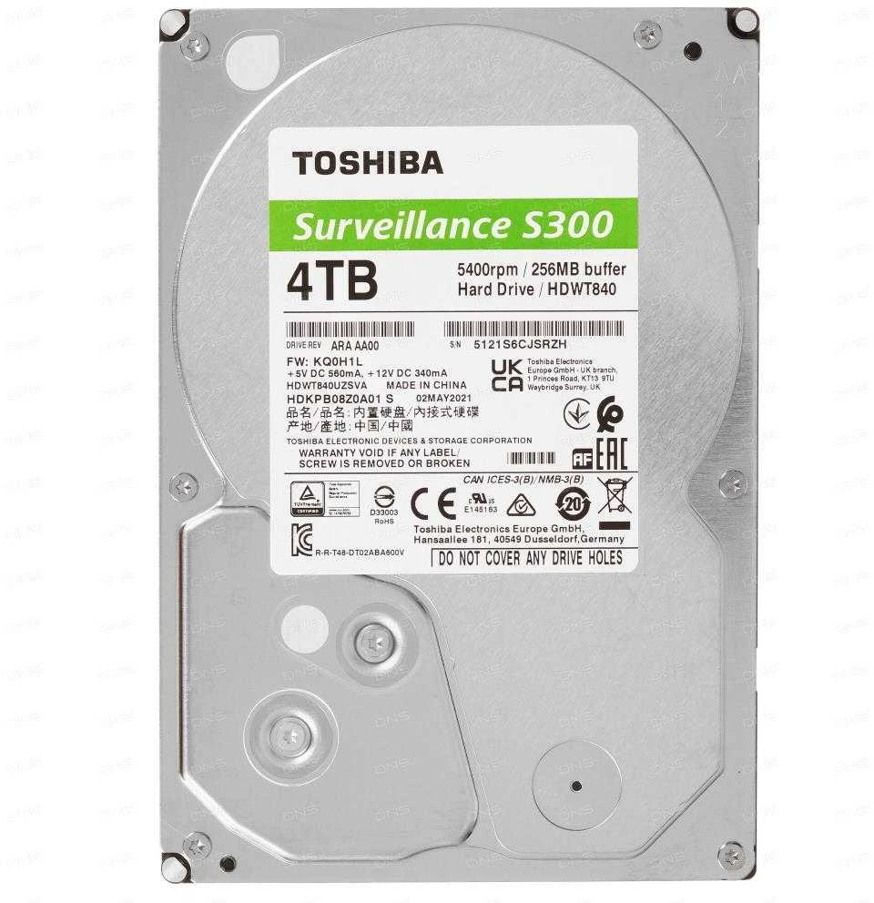 TOSHIBA S300 Surveillance HDD 4TB 3,5 colio SATA 5400rpm 256MB 24