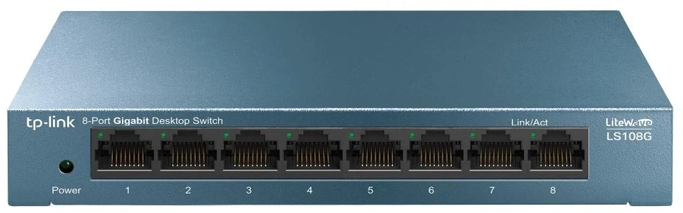 Šakotuvas TP-LINK LiteWave 8 prievadų gigabito darbalaukio komutatorius su 8 gigabito RJ45 prievadais, plieniniame korpuse