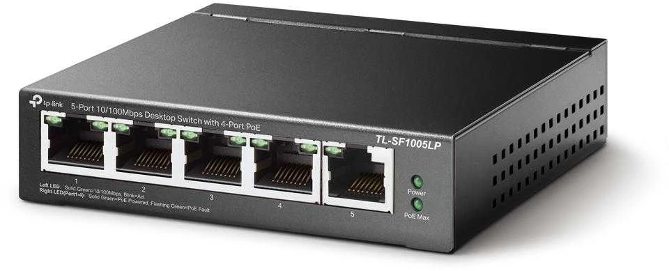 Šakotuvas TP-LINK | Jungiklis | TL-SF1005LP | Nevaldomas | Darbalaukis | 10/100 Mbps (RJ-45) jungtys kiekis 5 | Maitinimas per Ethernet (PoE) jungtys kiekis 4 | Maitinimo tipas Išorinis