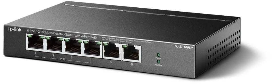 Šakotuvas TP-LINK | Jungiklis | TL-SF1006P | Nevaldomas | Darbalaukis | 10/100 Mbps (RJ-45) jungtys kiekis 6 | PoE+ jungtys kiekis 4 | Maitinimo tipas Išorinis