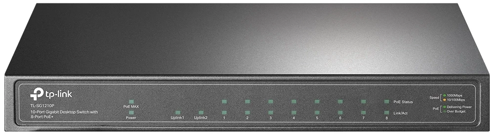 Šakotuvas TP-LINK | Komutatorius | TL-SG1210P | Nevaldomas | Stalinių | Gigabit Ethernet (vario) jungtys: 1 | SFP jungtys: 1 | PoE+ jungtys: 8