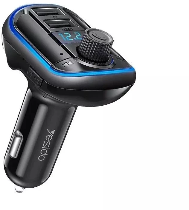 Transmiter FM Yesido FM modulators yesido Y44 MP3 grotuvas Bluetooths Cigarette Lighter Auto Charge Universal U Disk 2 Usb Car Charger Juodas