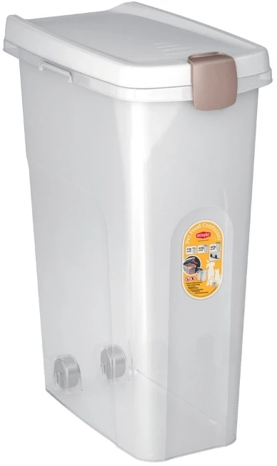 Stefanplast Talpykla su ratukais naminių gyvūnėlių maistui laikyti 15kg 40L 45x27x61cm skaidrus baltas