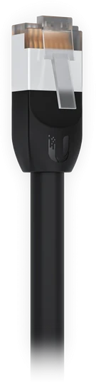 Ubiquiti UACC-Cable-Patch-Outdoor-1M-BK UISP komutacinis lauko kabelis, ekranuotas RJ45 kištukas, vidinis folijos ekranavimas ir drenažo laidas, užtikrinantis didesnę apsaugą nuo ESD pažeidimų