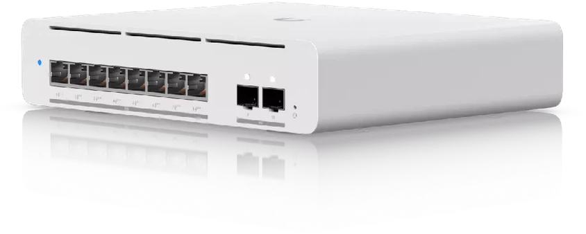 UBIQUITI USW-Pro-XG-8-PoE komutatorius Etherlighting 8x RJ45 10GbE PoE 2x SFP+ 155W 3 slanksčiai