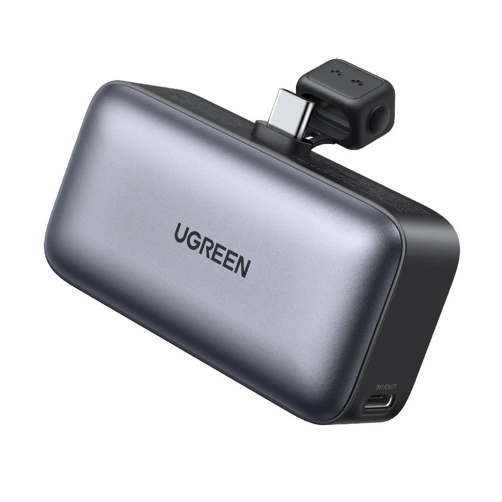 Nešiojama išorinė baterija UGREEN PB503, 5000 mAh 22,5 W, su integruotu USB-C kištuku