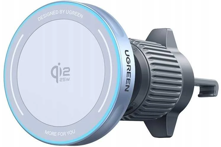 Ugreen Automobilinis magnetinis laikiklis MagFlow su belaidžiu Qi2 įkrovimu 25W, pilkas