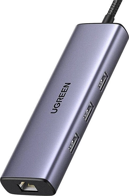 ŠAKOTĖLIS Ugreen CM512 15598 6in1 USB-C – 3x USB-A 3.0 / HDMI / RJ45 / USB-C PD - pilka