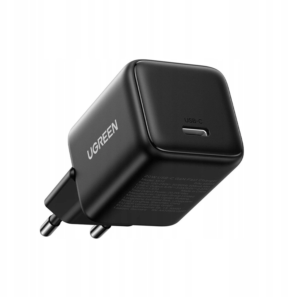 Ugreen Sieninis įkroviklis GaN 30W USB-C QC4+ PD3.0, juodas