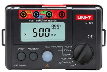 Matuoklis - Uni-T UT526 Multifunkcinis Elektrinis Izoliacijos Varžos Matuoklis, Juoda/Raudona