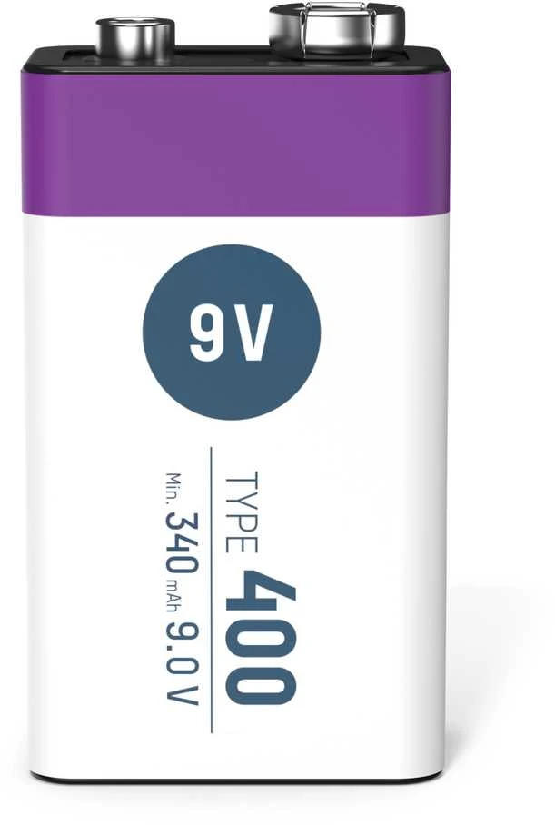 Įkraunamos baterijos 1604 9V 400mAh (Li-Ion 3.7Wh) su USB-C lizdu, max iškrovimo srovė 0.4A ANSMANN