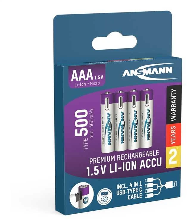 Ansmann ACCU AAA 1.5V 500MAHUSB-C.MAX1A 4PCS