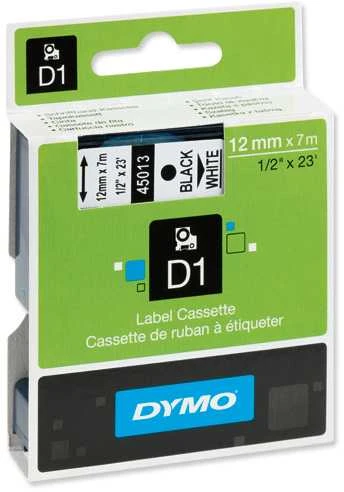 DYMO D1 Standard - Juodas on Baltas - 12mm