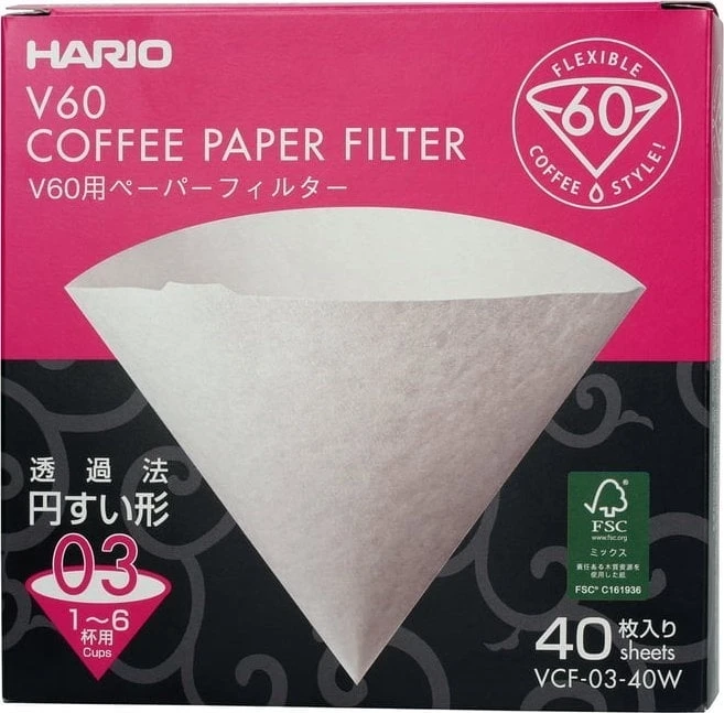 Hario popieriniai filtrai V60-03 lašintuvui - 40 vnt