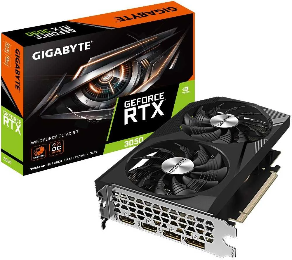 Vaizdo plokštė Gigabyte Gigabaitas | GV-N3050WF2OCV2-8GD | NVIDIA | 8 GB | GeForce RTX 3050 | GDDR6 | HDMI jungtys kiekis 2 | PCI-E 4.0 | Atminties taktinis dažnis 1792 MHz