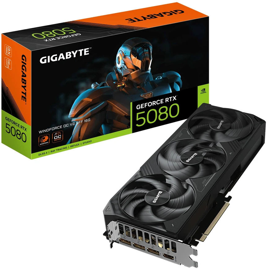 Vaizdo plokštė Gigabyte GeForce RTX 5080 Windforce OC V2 SFF 16GB GDDR7 DLSS4 (GV-N5080WF3OCV2-16GD)