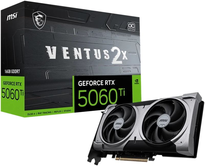 Vaizdo plokštė MSI VENTUS GeForce RTX 5060 TI 16G 2X OC PLUS NVIDIA 16 GB GDDR7