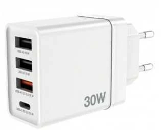 Verbatim 30W Laidinis įkroviklis 3xUSB-A/USB-C PD 3.0 CHR-30EU2 baltos spalvos 49701