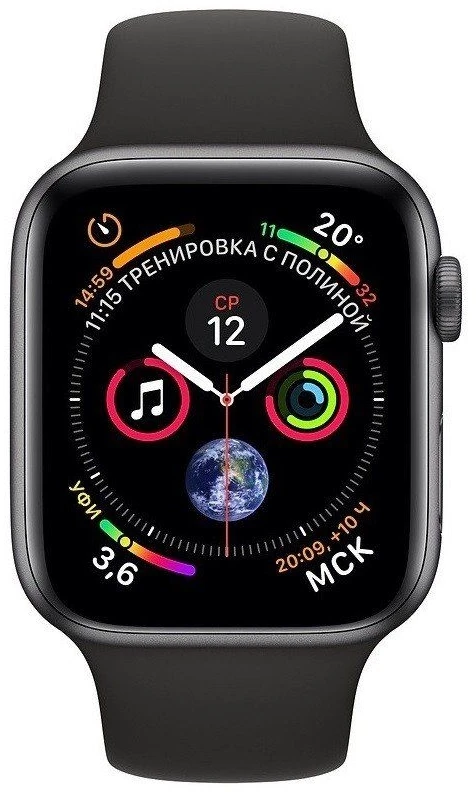 Išmanusis laikrodis Apple Watch Series 4 GPS 40mm Pilko aliuminio korpusas su juodu dirželiu, A1977