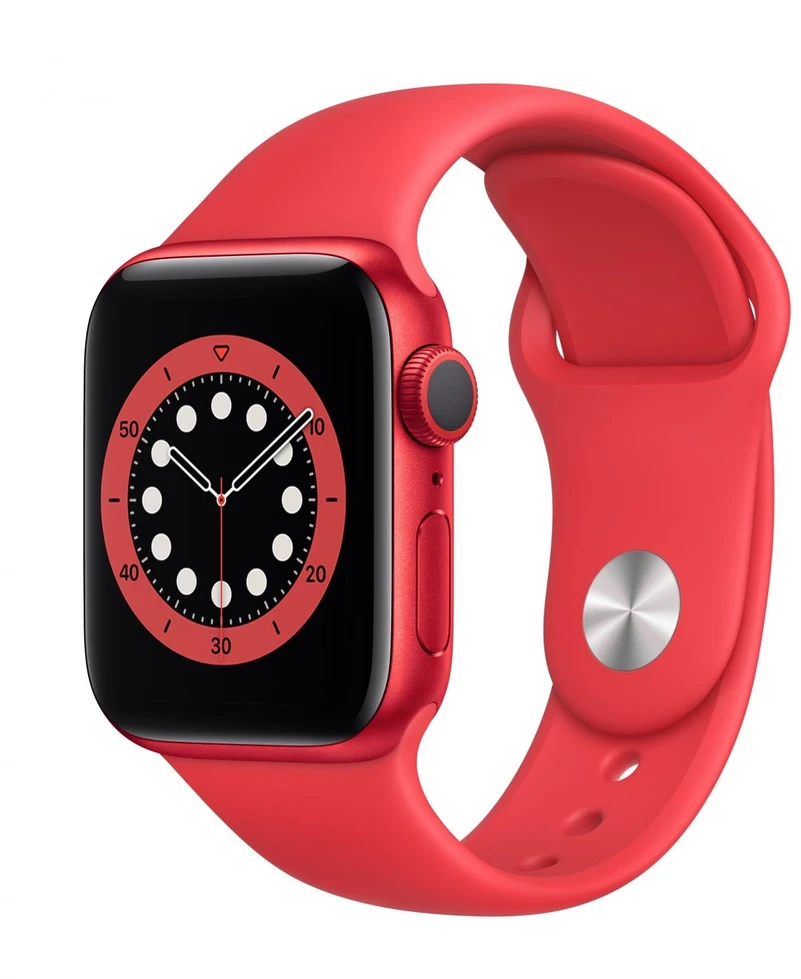 Išmanusis laikrodis Apple Watch Series 6, GPS, 44mm Raudonos spalvos aliuminio korpusas su raudonu sportiniu dirželiu