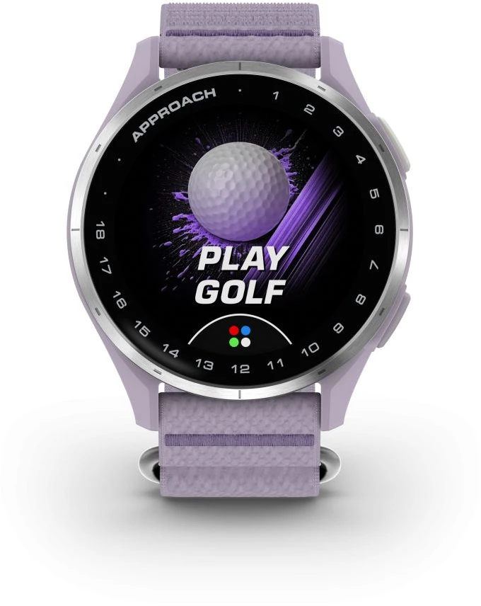 Išmanusis laikrodis Garmin Approach® J1, sidabrinis aliumininis korpusas su alyvos spalvos „ComfortFit“ medžiaginiu dirželiu | 010-03898-10