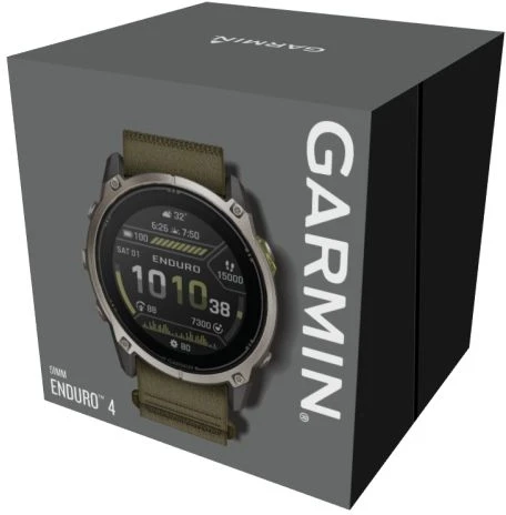 Išmanusis laikrodis Garmin Enduro 4 Bare Ti w/Olive ComfortFit Fabric Band