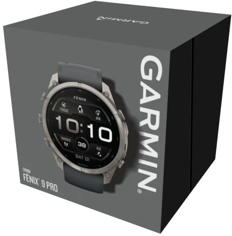 Išmanusis laikrodis Garmin fenix 9 Pro – 51mm, Titanium with Graphite/Juodas Silicone Band