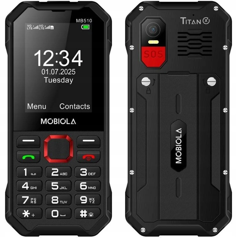 Mobilusis telefonas Mobiola telefon dla seniora MB510 TitanX 4G juoda