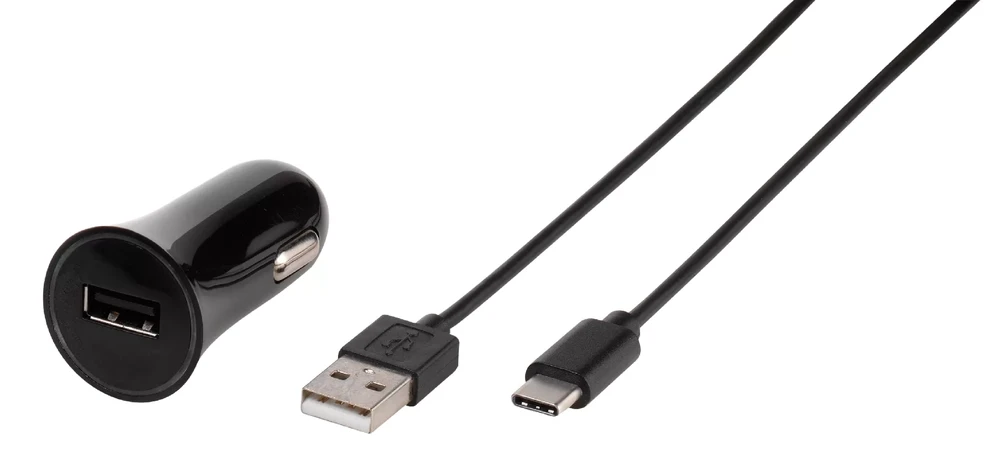 Automobilinis Įkroviklis - Vivanco 3A USB-C, 1 m, Juodas
