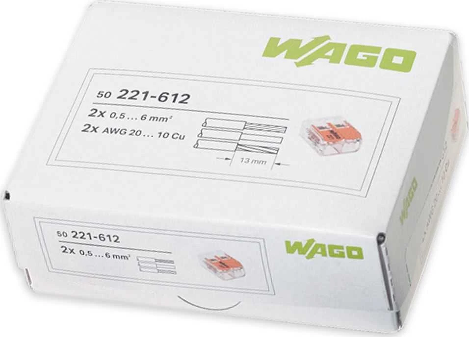 Sujungimo jungtis su svirtimis Wago ZŁ.UNIWER.221-612 2X6MM2, 1 vnt.